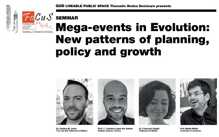 Speakers:  _Dr. Zachary M. Jones, TAU Lab, Politecnico di Milano, "Introduction and seminar overview"  _Ph.D. Candidate Gustavo Lopes dos Santos, Instituto Superior Técnico, "The effects of Olympic Agenda 2020 in urban planning: Paris 2024 and Milan-Cortina 2026"  _Dr. Francesca Vigotti, Politecnico di Milano, "Alpine landscape heritage and the Milan-Cortina 2026 Winter Games"  _Prof. Martin Müller, University of Lausanne, "Peak event: Rise, crisis and decline of Large Events